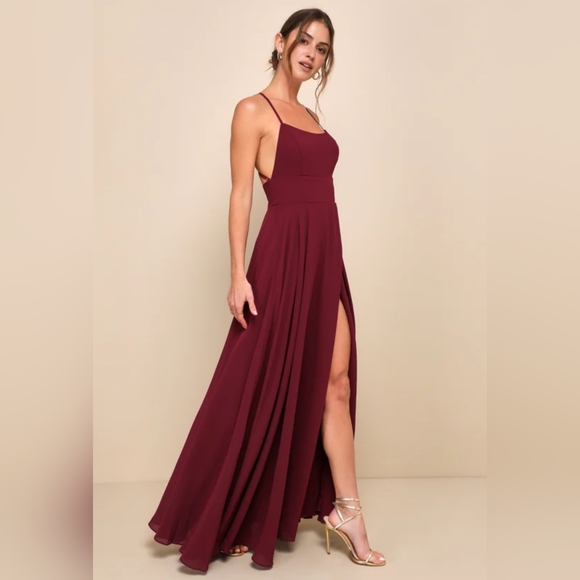 NWOT Lulu's Burgundy Backless Maxi Dress Size 1X=16/18 - Picture 2 of 6